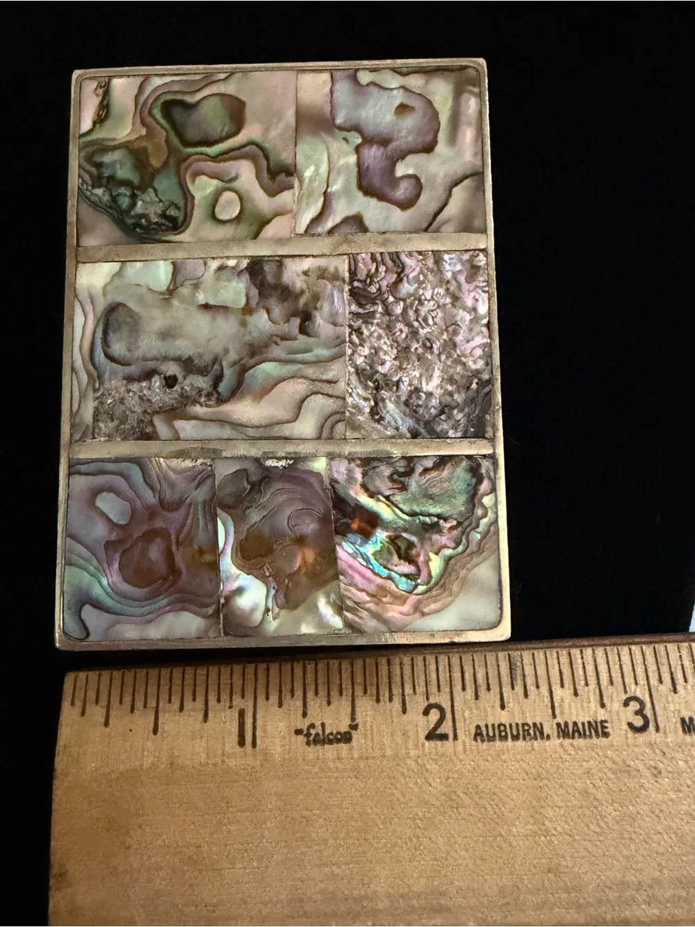 Vintage Abalone Inlay Silver Tone Belt Buckle